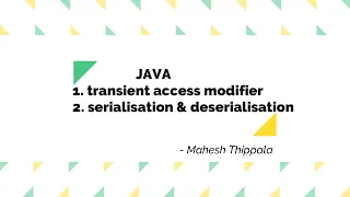 transient access modifier serialization and deserialization in Java