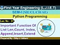 Lec-31 - Important Functions Of List Python Programming First Year Engineering