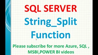 String Split Function in SQL Server String - split in SQL server