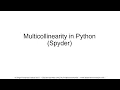 Multicollinearity Variance Inflation Factor in Python Spyder