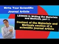 Content of the Materials and Methods section of a scientific journal article