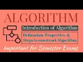 02 Introduction of Algorithm Definition Properties Steps to construct Algorithm GATE NET