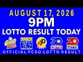 9pm Lotto Result Today August 17 2026 PCSO