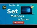 How to use Set Methods in Python in Hindi Tutorial - 20 Python Tutorial