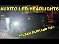 AUXITO LED headlight and foglight upgrade comparison on a JDM Nissan Elgrand