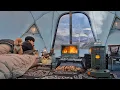 Lagu Camping in Snow Mountain with My Dog . Relaxing in the Hot Tent . Wood Stove ASMR