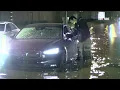 Lancaster CA - Vehicles stranded in high flood waters during storm