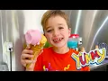 Chris Learn to Share Food and Pretend Cook Toy Food