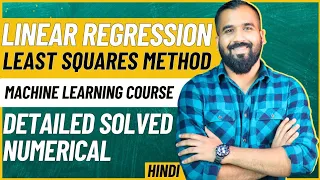 Linear Regression using Least Squares Method Explained with Solved Numerical Hindi Machine Learning