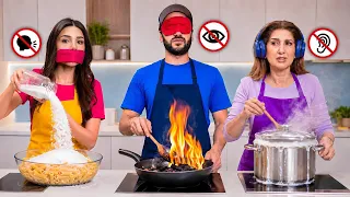 تحدي الطبخ بدون حواس مع ماما و سيدرا..! 🥘