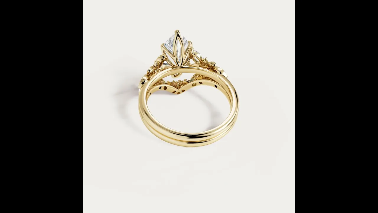 Ornella丨Marquise Cut Lab-Grown Diamond Botanical Bridal Ring Set