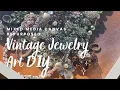 How to repurpose vintage jewelry art DIY mixed media canvas