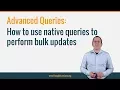 Advanced Queries How to use native queries to perform bulk updates
