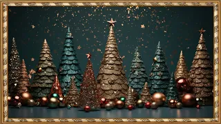 Bronze Teal Christmas Trees 2-Hour TV Frame Art 4K