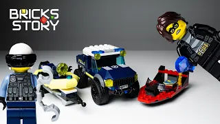 Lego review. Lego City 60272 Police Boat Transport speed build