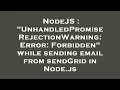 NodeJS UnhandledPromiseRejectionWarning Error Forbidden while sending email from sendGrid in N