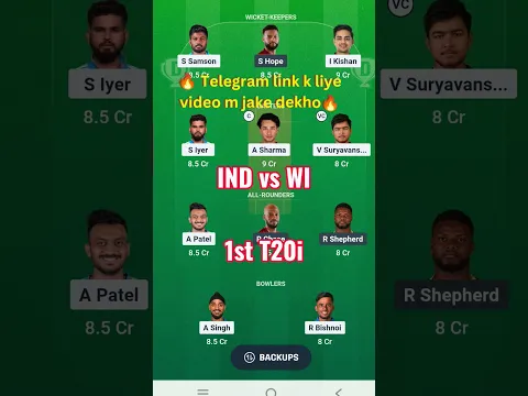 ind vs wi dream11 team prediction 1st T20i #indvswi #indvswidream11 #indvswidream11team #honeysingh