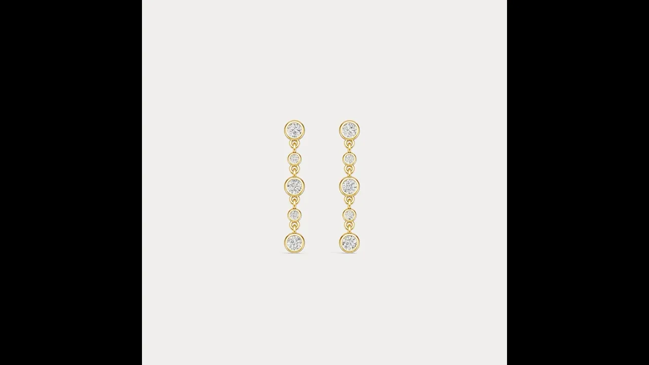 Graduated Bezel Set 5 Round Lab-Grown Diamond Drop Earrings in Sterling Silver