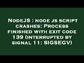 NodeJS node js script crashes Process finished with exit code 139 interrupted by signal 11 SIGS