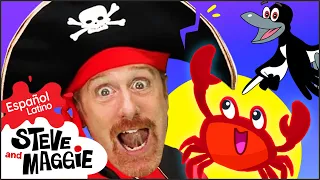 ¡Animales marinos | Historia de aventuras en un barco pirata + MÁS con Steve y Maggie Español Latino