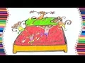 FIVE LITTLE MONKEYS JUMPING ON A BED DRAWING-HOW TO DRAW AND COLOR 5 LITTLE MONKEYS PAGE