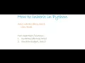 Python Advanced Training - Tutorial 2