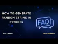 How to generate random string in python solve it crypto FAQ
