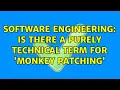 Software Engineering Is there a purely technical term for monkey patching