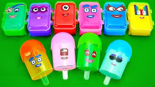 Numberblocks – Looking CLAY with colorful Ice Cream sticks! Satisfying Clay Coloring, ASMR