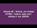 NodeJS Node js parse HTML table and get result as JSON