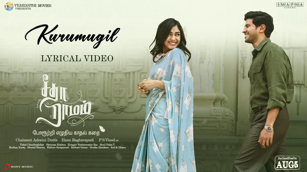 Kurumugil Lyrical Video Song - Sita Ramam (Tamil) | Dulquer | Mrunal | Vishal | Hanu Raghavapudi