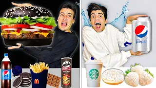 تحدي الأبيض والأسود يوم كامل أكل وشرب ندمنا 