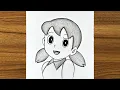 How to Draw Shizuka from Doraemon step by step Easy drawing ideas for beginners