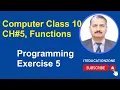 Programming in C Language Computer Class 10 Unit 5 Functions Exercise 5 How to program in C