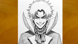 Drawing an Anime Vampire | Dark Gothic Vampire Pencil Sketch Portrait