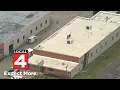 Aerial footage Aftermath of explosions massive fire in Macomb County