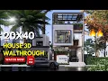 20x40 3bhk modern house plan 6x12 Meters House plan 3D Walkthrough DV Studio