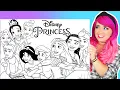 Coloring Disney Princess Coloring Pages Ariel Jasmine Rapunzel Cinderella Belle Moana Tiana