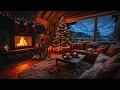 Lagu Christmas Winter Cabin with Fireplace and Falling Snow | Relaxing Winter Ambiance