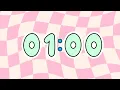 1-Minute Timer Pink Checkered Countdown Soft Bell 4K