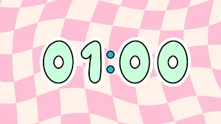 1 Minute Timer Pink Checkered Countdown Soft Bell 4K 