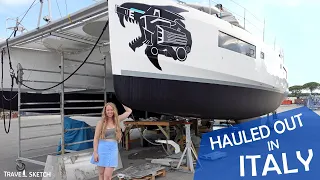 Hauled Out in Italy at the Red Bull Shipyard in Monfalcone