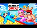 Download Lagu LOCKED on ONE LUCKY BLOCK RAFT But We're MERMAIDS MOBS With CRAZY FAN GIRL!