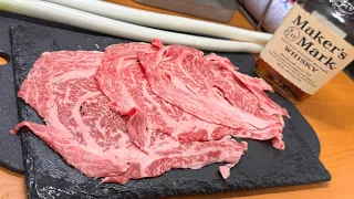 アメリカニキへ 「肉はデカくて厚けりゃいい」が全てではないことを、日本でポピュラーな「すき焼き」で証明しつつメーカーズハイをキメるだけの動画