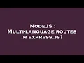 NodeJS Multi-language routes in express js
