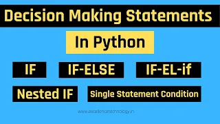 Decision Making Statements in Python IF IF ELSE IF ELIF Ladder and Nested if statement in python