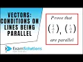 Vectors Conditions for lines to be parallel ExamSolutions