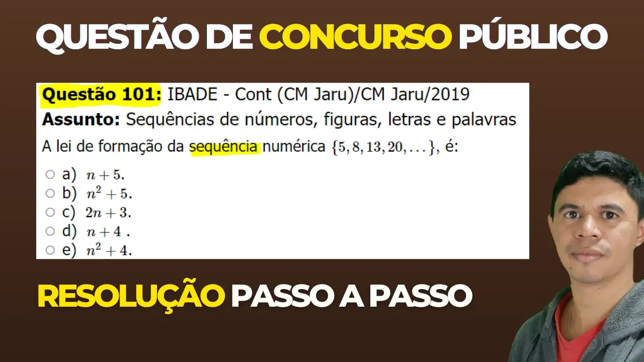 🧑‍🏫Questão 101 BANCA #IBADE 📚  Sequência Lógica♟️ Raciocínio Lógico para #concursos
