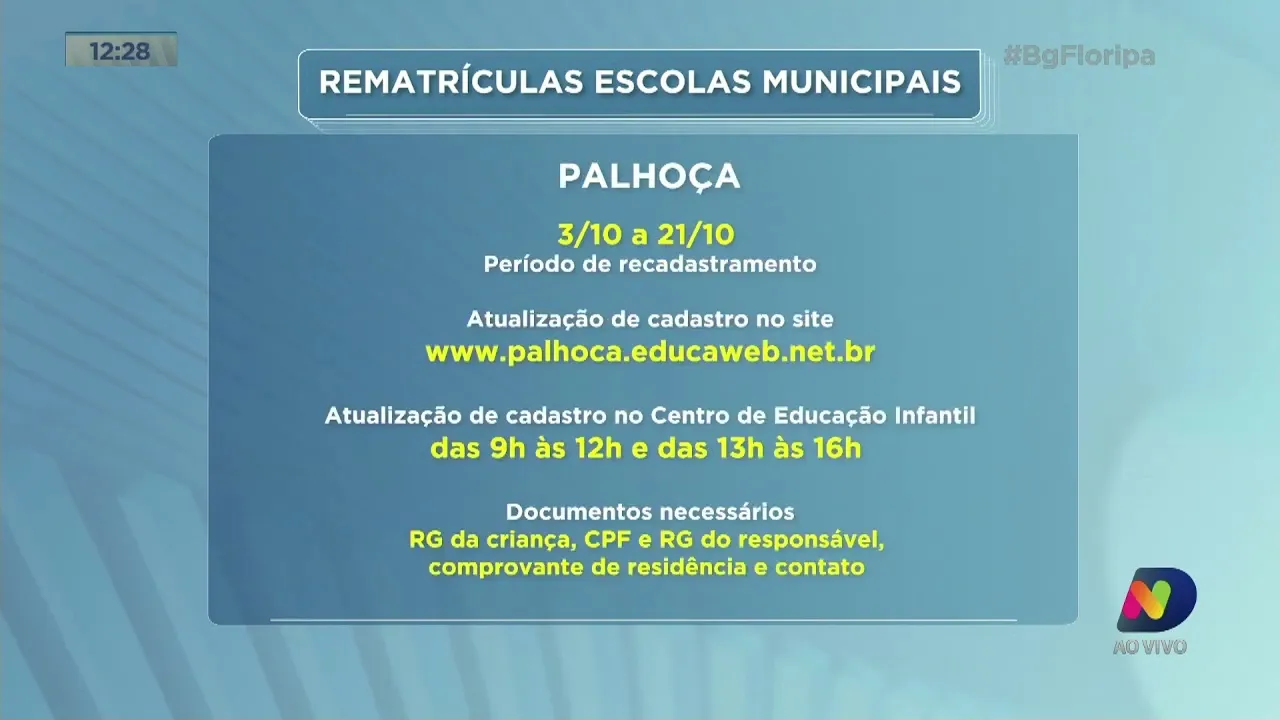 Alguns municípios da Grande Florianópolis já abriram prazo para rematrícula nas escolas