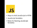 JavaScript for Beginners to advance - Add JS to HTML Variables Naming Rules